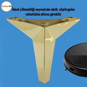 Badem10 Kale Lüks Mobilya Kanepe Sehpa Tv Ünitesi 12 cm Altın Gold Baza Ayak