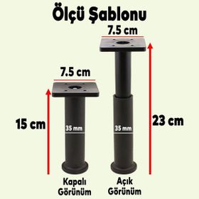 Badem10 Kale Mobilya Ayağı 12'li Set Robot Süpürge İçin Koltuk Kanepe Sehpa Destek 23 cm Siyah Baza Ayak