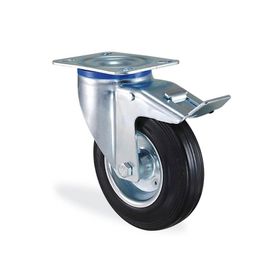 Badem10 Kama Frenli Oynak Tablalı 100x30 mm Siyah Burçlu Ağır Yük Tekeri