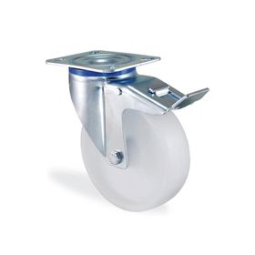 Badem10 Kama Frenli Oynak Tablalı 100x32 mm Poliamid Beyaz Burçlu Ağır Yük Tekeri