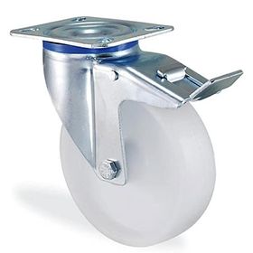 Badem10 Kama Frenli Oynak Tablalı 200x50 mm Poliamid Beyaz Burçlu Ağır Yük Tekeri