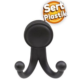 Badem10 Karataş Askılık Vestiyer Sert Plastik Mat Siyah Duvar Dolap Elbise Askılığı