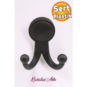 Badem10 Karataş Askılık Vestiyer Sert Plastik Mat Siyah Duvar Dolap Elbise Askılığı