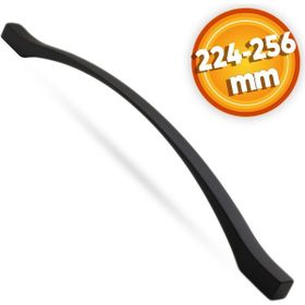Badem10 Kartaca Çekmece Mutfak Dolap Kapak 224-256 mm Mat Siyah Metal Kulp