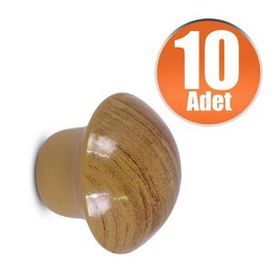 Badem10 Kayın 10 Adet Nobel Mantar Düğme Kulp Çekmece Dolap Kapak Kulbu