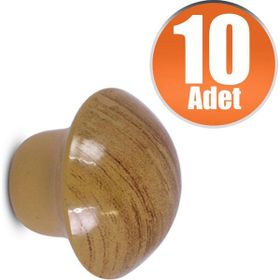 Badem10 Kayın 10 Adet Nobel Mantar Düğme Kulp Çekmece Dolap Kapak Kulbu