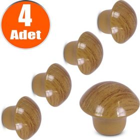 Badem10 Kayın 4 Adet Mantar Düğme Çekmece Dolap Kapak Kulbu