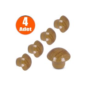 Badem10 Kayın 4 Adet Mantar Düğme Çekmece Dolap Kapak Kulbu