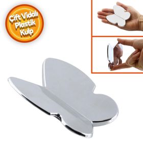 Badem10 Kelebek Çocuk Bebek Genç Odası Çekmece Dolap Kapak Plastik Krom 32 mm Kulp