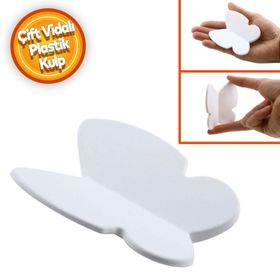 Badem10 Kelebek Çocuk Bebek Genç Odası Çekmece Dolap Kapak Plastik Mat Beyaz 32 mm Kulp