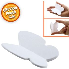 Badem10 Kelebek Çocuk Bebek Genç Odası Çekmece Dolap Kapak Plastik Mat Beyaz 32 mm Kulp