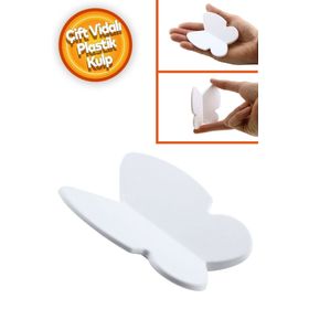 Badem10 Kelebek Çocuk Bebek Genç Odası Çekmece Dolap Kapak Plastik Mat Beyaz 32 mm Kulp
