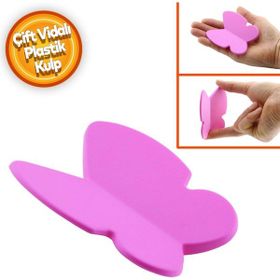 Badem10 Kelebek Çocuk Bebek Genç Odası Çekmece Dolap Kapak Plastik Mat Pembe 32 mm Kulp