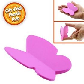 Badem10 Kelebek Çocuk Bebek Genç Odası Çekmece Dolap Kapak Plastik Mat Pembe 32 mm Kulp