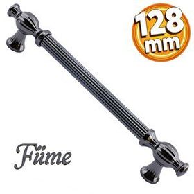 Badem10 Kesir Mobilya Mutfak Dolabı Çekmece Dolap Kapak Füme 128 mm Metal Kulp
