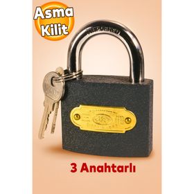 Badem10 Kısa Kancalı Gri 50 mm 3 Anahtarlı Asma Kilit