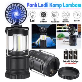Badem10 Klaus Ledli El Feneri Işıldak Kamp Lambası Vantilatörlü Fanlı Pilli Kızaklı Portatif Gece Lambası