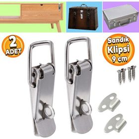 Badem10 Klipsi Asmalı 9 cm Parlak Krom 2 Adet Gergi Mandalı Çelik Sandık Kaput Kilidi