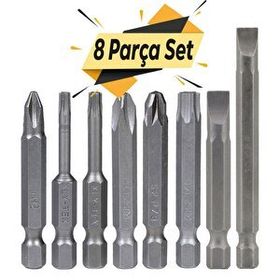 Badem10 Klytek Matkap Bits Düz Yıldız Torx 8 Parça Vidalama Ucu