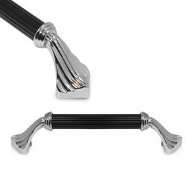 Badem10 Konak Çekmece Dolap Kapak 96 mm Metal Krom-Siyah Kulp