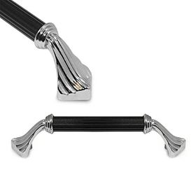 Badem10 Konak Çekmece Dolap Kapak 96 mm Metal Krom-Siyah Kulp