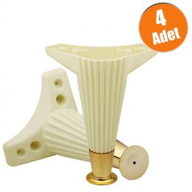 Badem10 Krem 17 cm 4 Adet Baza Mobilya Kanepe Sehpa Puf Koltuk Ayağı