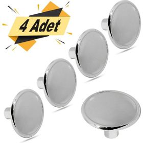 Badem10 Krom Metal 4 Adet Daire Çekmece Dolap Kapak Düğmesi