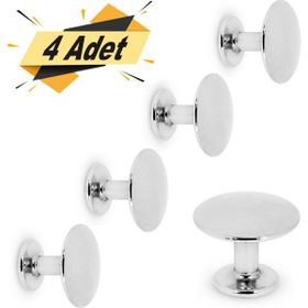 Badem10 Krom Metal 4 Adet Daire Çekmece Dolap Kapak Düğmesi