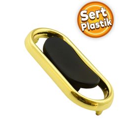Badem10 Küçük Trend Düğme Çekmece Dolap Kapak Plastik Mat Siyah Gold 32 mm Kulp