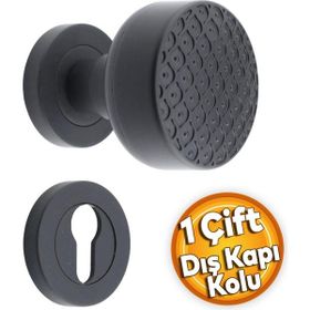Badem10 Linda Kapı Tokmağı Topuzu Kolu Siyah Kapı Kolu Yale Sağa Sola Uygun Metal Tokmak