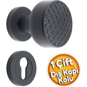 Badem10 Linda Kapı Tokmağı Topuzu Kolu Siyah Kapı Kolu Yale Sağa Sola Uygun Metal Tokmak