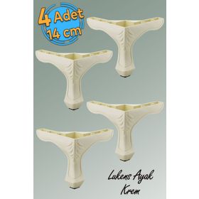 Badem10 Lukens 14 cm Krem Baza 4 Adet Mobilya Kanepe Koltuk Ünite Ayağı
