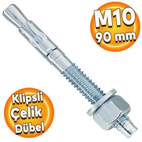 Badem10 M10x90 mm Klipsli Çelik Dübel