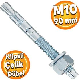 Badem10 M10x90 mm Klipsli Çelik Dübel