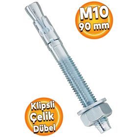 Badem10 M10x90 mm Klipsli Çelik Dübel