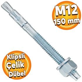 Badem10 M12x150 mm Klipsli Çelik Dübel