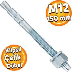 Badem10 M12x150 mm Klipsli Çelik Dübel