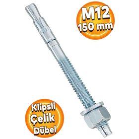 Badem10 M12x150 mm Klipsli Çelik Dübel