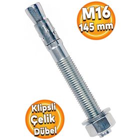Badem10 M16x145 mm Klipsli Çelik Dübel