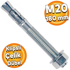 Badem10 M20x180 mm Klipsli Çelik Dübel