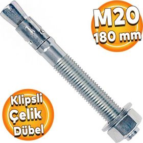 Badem10 M20x180 mm Klipsli Çelik Dübel