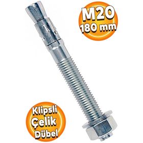Badem10 M20x180 mm Klipsli Çelik Dübel