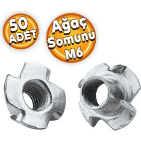 Badem10 M6 Çinko 50 Adet Çakma Ağaç Somunu