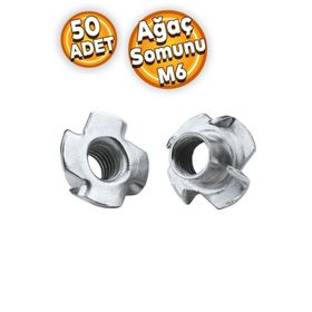 Badem10 M6 Çinko 50 Adet Çakma Ağaç Somunu