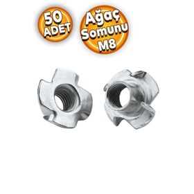 Badem10 M8 Çinko 50 Adet Çakma Ağaç Somunu
