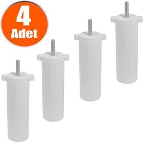 Badem10 M8 Civata Ayarlı Beyaz Ayak 14 cm 4 Adet Kanepe Baza Koltuk Destek Ayağı