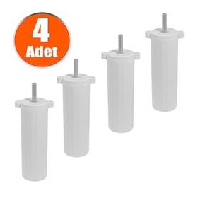 Badem10 M8 Civata Ayarlı Beyaz Ayak 14 cm 4 Adet Kanepe Baza Koltuk Destek Ayağı