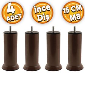Badem10 M8 Civatalı İnce Diş Kahverengi Metal Ayak 15 cm 4 Adet Mobilya Baza Metal Kanepe Koltuk Destek Ayağı