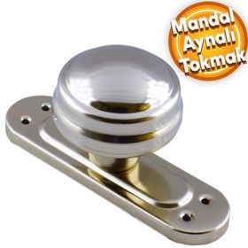 Badem10 Mandal Aynalı Kapı Tokmağı Topuzu Kolu Nikel Metal Tokmak