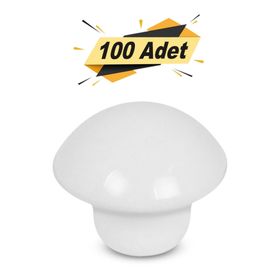 Badem10 Mantar Düğme 100 Adet Beyaz Çekmece Dolap Kapak Kulpu